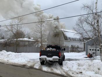 Fire at the Boothbay Harbor Sewer District. BILL PEARSON/Boothbay Register