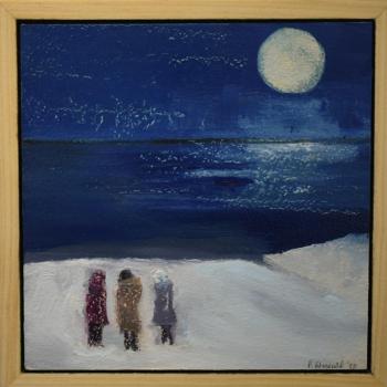 "Winter Houses Moon" - oil - Peggy Fitzgerald.