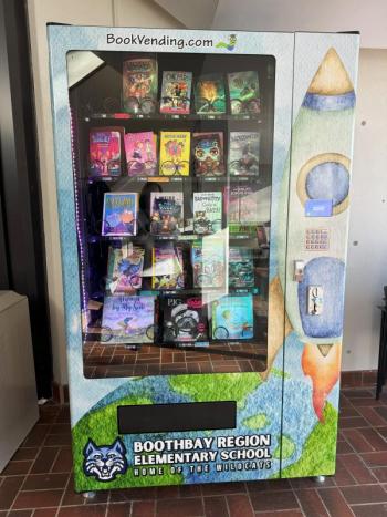 BRES's current book vending machine serves pre-K - sixth grade, but administration hopes to expand offerings to middle schoolers if they win an additional one. Courtesy of Lisa Tilton