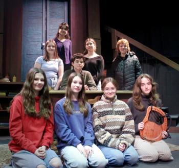 Cast to present "Sonnets to Orpheus," a beautiful piece based on the classic myth, "Orpheus and Euridice", a Lincoln Academy / Heartwood Theater collaboration. Top: Sophia Scott;
middle: Katelyn Prior, Taylin Lowe, Trystan Lambert; seated: Addison McCafferty, Sydney Kurr, Cadence Balbo Towle, Natalie Friel. Courtesy of Heartwood Cast to present "Sonnets to Orpheus," a beautiful piece based on the classic myth, "Orpheus and Euridice", a Lincoln Academy / Heartwood Theater collaboration. Top: Sophia Scott; middle: Katelyn Prior, Taylin Lowe, Trystan Lambert; seated: Addison McCafferty, Sydney Kurr, Cadence Balbo Towle, Natalie Friel. Courtesy of Heartwood