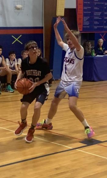 Wildcat forward Miles Hyson scored nine points in his team's loss in the southern conference championship game Feb. 5 versus Great Salt Bay. BILL PEARSON/Boothbay Register bres