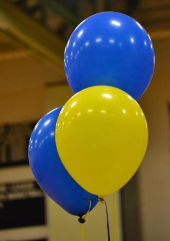 Blue and gold balloons