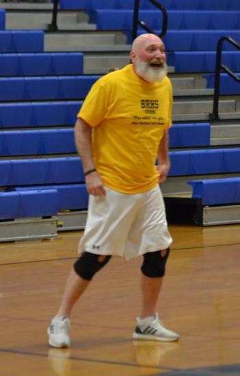 Korey Lewis looks somewhat stunned after being called for a technical foul before the game even started. KEVIN BURNHAM/Boothbay Register