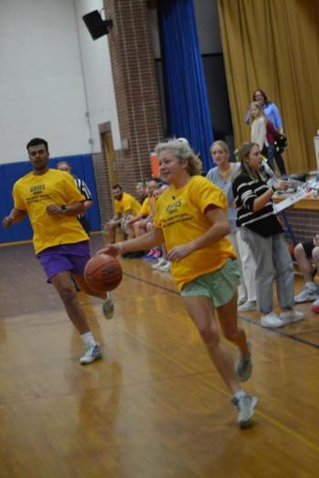 Lauren (Andrews) Carrol brings the ball into the offensive end. KEVIN BURNHAM/Boothbay Register