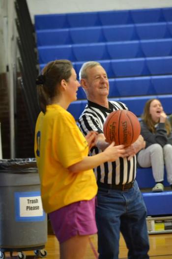 Jess (Monck) Mullins gets the ball from Clayton Pottle. KEVIN BURNHAM/Boothbay Register
