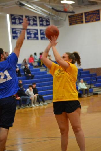 Jaelyn Crocker puts up a shot. KEVIN BURNHAM/Boothbay Register