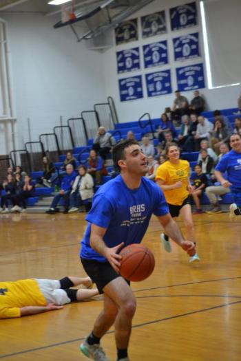 Ryan Amaral drives to the basket. KEVIN BURNHAM/Boothbay Register