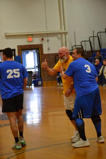 Ed Crocker and Korey Lewis mix it up again. KEVIN BURNHAM/Boothbay Register
