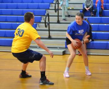 Dan Hallinan guards Chloe Arsenault. KEVIN BURNHAM/Boothbay Register