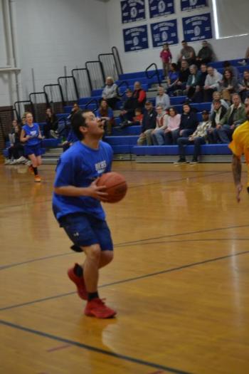 Julian Aponte on a fastbreak. KEVIN BURNHAM/Boothbay Register