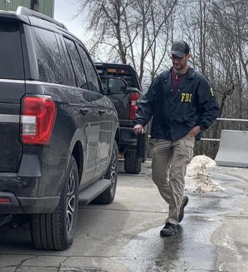 An FBI representative at the transfer station March 26.  BILL PEARSON/Boothbay Register 