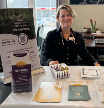 Hillary Waterman, community prevention educator at New Hope Midcoast, visits organizations and businesses to share information about the community and workplace impacts of domestic abuse. Courtesy of New Hope Midcoast