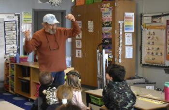 Denny Denniston of Barter Island Bee shows off the "wiggle dance" bees use to communicate. ISABELLE CURTIS/Boothbay Register