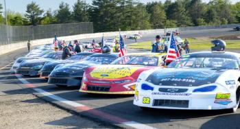 Late Model drivers line up on the front stretch prior to last year's Coastal 200. Jasen Dickey Photography 
