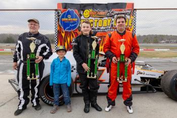 Crate Modified Victory Lane, from left: Allan Moeller, Jr. Official Karson Gervais, John Ricci and Ryan Phillips. Jasen Dickey Photography Crate Modified Victory Lane, from left: Allan Moeller, Jr. Official Karson Gervais, John Ricci and Ryan Phillips. Jasen Dickey Photography