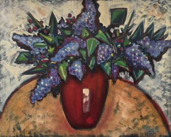 Phil Barter: "Lilacs in Deco Pot." Courtesy of Gleason Fine Art