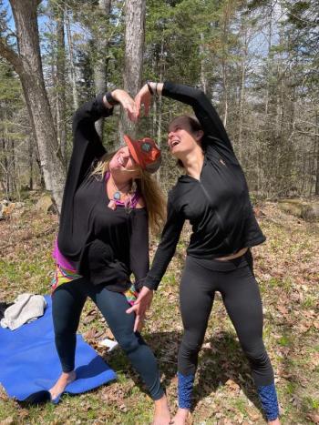 Retreat attendees connect with some heart yoga. Courtesy of Hearty Roots