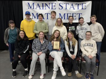 The Boothbay Region High School math team. Standing, from left, Abby Orchard, Casey Phelps, Ronan Drage, Sam Ware, Hannah Kreft, Zuriel Smith, Natalie Flagg, Jackson Zehm; sitting: Sophie White, Hannah Hills, Sarah Harris, Madeline Andreasen and Moriah Smith. Courtesy photo