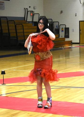 Kate Hallinan snatches 2nd place with her potato sack dress. ISABELLE CURTIS/Boothbay Register