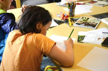 Elementary schoolers flex their storytelling chops at BHML's writing exploration club. ISABELLE CURTIS/Boothbay Register
