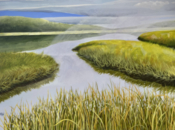"Shallow Waters" is but one of Ramone Hanley-Warren's work in her solo show, "Breathe, See, Paint" at Southport Memorial Library May-June. Courtesy of the artist