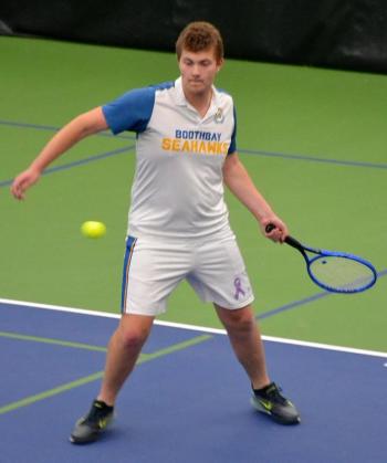 Neal Baldwin gets ready for a return on Friday. KEVIN BURNHAM/Boothbay Register