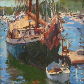 "Angelique at the Dock" by Roberta Goschke, oil, 12” x 12” is among the artist's work now at Sylvan Gallery in Wiscasset. Courtesy of Ann Scanlan "Angelique at the Dock" by Roberta Goschke, oil, 12” x 12” is among the artist's work now at Sylvan Gallery in Wiscasset. Courtesy of Ann Scanlan