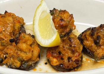 Lobster-stuffed mushrooms at Mine Oyster. Ralph Smith photo Lobster-stuffed mushrooms