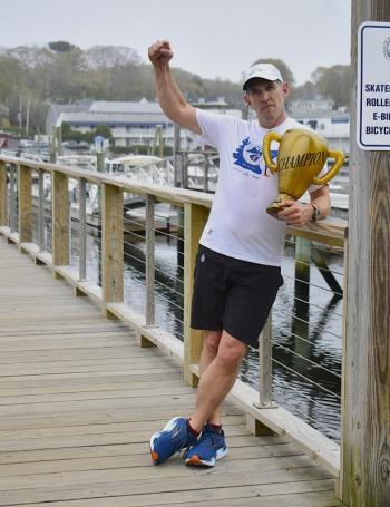 Ben Twining of Bigelow snatches the trophy for the second year. ISABELLE CURTIS/Boothbay Register