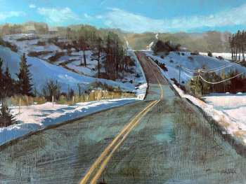 A juried show of works by MAG artist members is on exhibit in the second floor gallery. Shown here is Daybreak on the Hilltops by Brian Dubina of Alna. A juried show of works by MAG artist members is on exhibit in the second floor gallery. Shown here is Daybreak on the Hilltops by Brian Dubina of Alna.