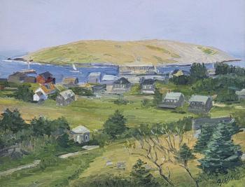 "Monhegan Town" - oil on canvas - Kevin Beers. Courtesy of Gleason Fine Art