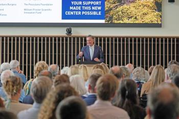 Gregory Powell, Executive Chairman of the Harold Alfond foundation, speaking in the forum.