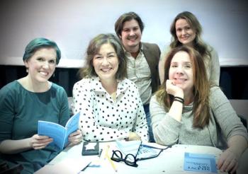 The cast of "Silent Sky": front from left: Emily Sue Barker, Carole Florman, Teralyn Reiter; Back L-R: Roosevelt Bishop, Nanette Fraser. Courtesy of Joy Braley