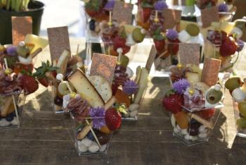 Many guests nibbled on Social Graze's Charcuterie in a cup creation by Karen Jordan and Meegs and Lexi Hughes. LISA KRISTOFF/Boothbay Register 