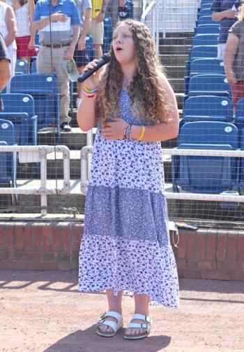Every summer since she was 10, Edwards has opened for the Portland Sea Dogs. Courtesy of Steve Edwards