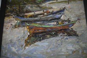 Vernon G. Broe painting with thick impasto paint application. East Boothbay Trading Co.