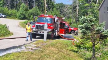 Former Boothbay Fire Chief Dick Spofford at the scene of Wednesday's call to Bigelow Laboratory. Courtesy of Mark Sullivan