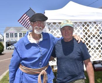 Capt. JB Smith of the Virginia and artist Don Demers. LISA KRISTOFF/Boothbay Register