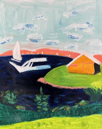 "Orange House, Castine" by Jill Finsen at River Arts of Damariscotta, included in the new show running through Aug. 12. Courtesy of the gallery