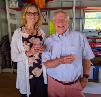 Anne Maurer and Jack Bauman, SYC Wine Tasting hosts. Courtesy photo