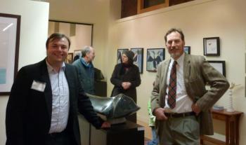 Andrew Gleason, left, with sculpture artist Andreas von Huene in 2011 at the former Gleason Fine Art Gallery in Portland. 