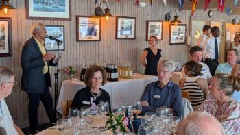 Peter Merriam presents his wines. Courtesy of BHYC