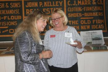 Sarah Morley, left, and Holly Stover share a laugh. STEVE EDWARDS/Boothbay Register