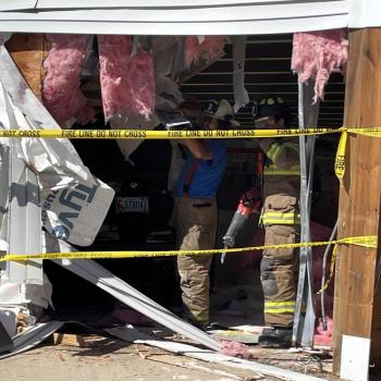 Boothbay Harbor firefighters work to clear the scene of the accident. FRITZ FREUDENBER/Boothbay Register