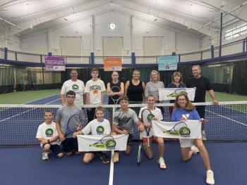 Tennis players at the Rally Against Cancer Fundraiser on the courts in the Marylouise Tandy Cowan Fieldhouse at the Boothbay Region YMCA on Sept. 13. Courtesy of BRYMCA Tennis players at the Rally Against Cancer Fundraiser on the courts in the Marylouise Tandy Cowan Fieldhouse at the Boothbay Region YMCA on Sept. 13. Courtesy of BRYMCA