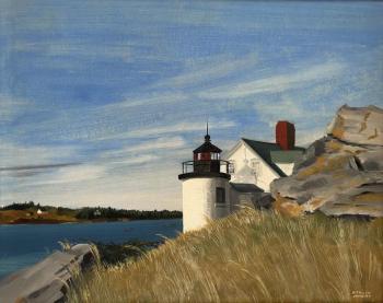 "Brown’s Head Light on Vinalhaven" - by Richard Wiggin Johnson. See this painting in the current retrospective at Southport Memorial Library now through Oct. 31. Courtesy of Elizabeth Johnson