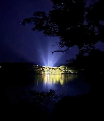 Night work. Taken from across Adams Pond in Boothbay. Photographer Cody Mitchell captures the road work being done on Route 27 back in June. Cody Mitchell photo