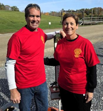 Mike Prentice and Carmen Reed of Bayside Plumbing and Heating organized a cornhole tournament. Courtesy of Mike Hall Mike Prentice and Carmen Reed of Bayside Plumbing and Heating organized a cornhole tournament. Courtesy Mike Hall