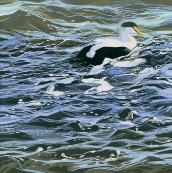 “In the Shallows,” linocut by Sherrie York