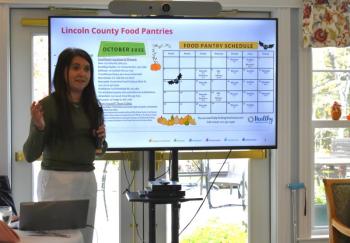 Community Health Program Manager Kristina Verney talks regional food insecurity. ISABELLE CURTIS/Boothbay Register